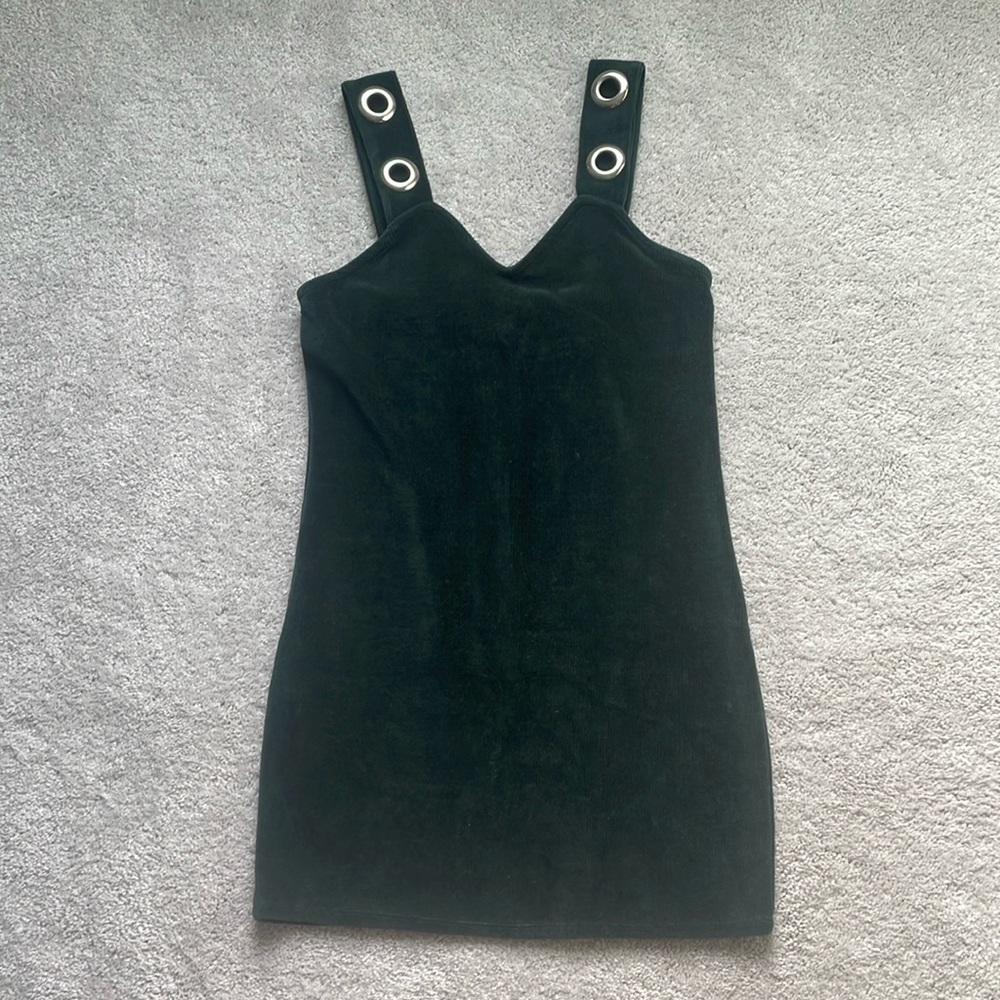Dark green velour jumper dress